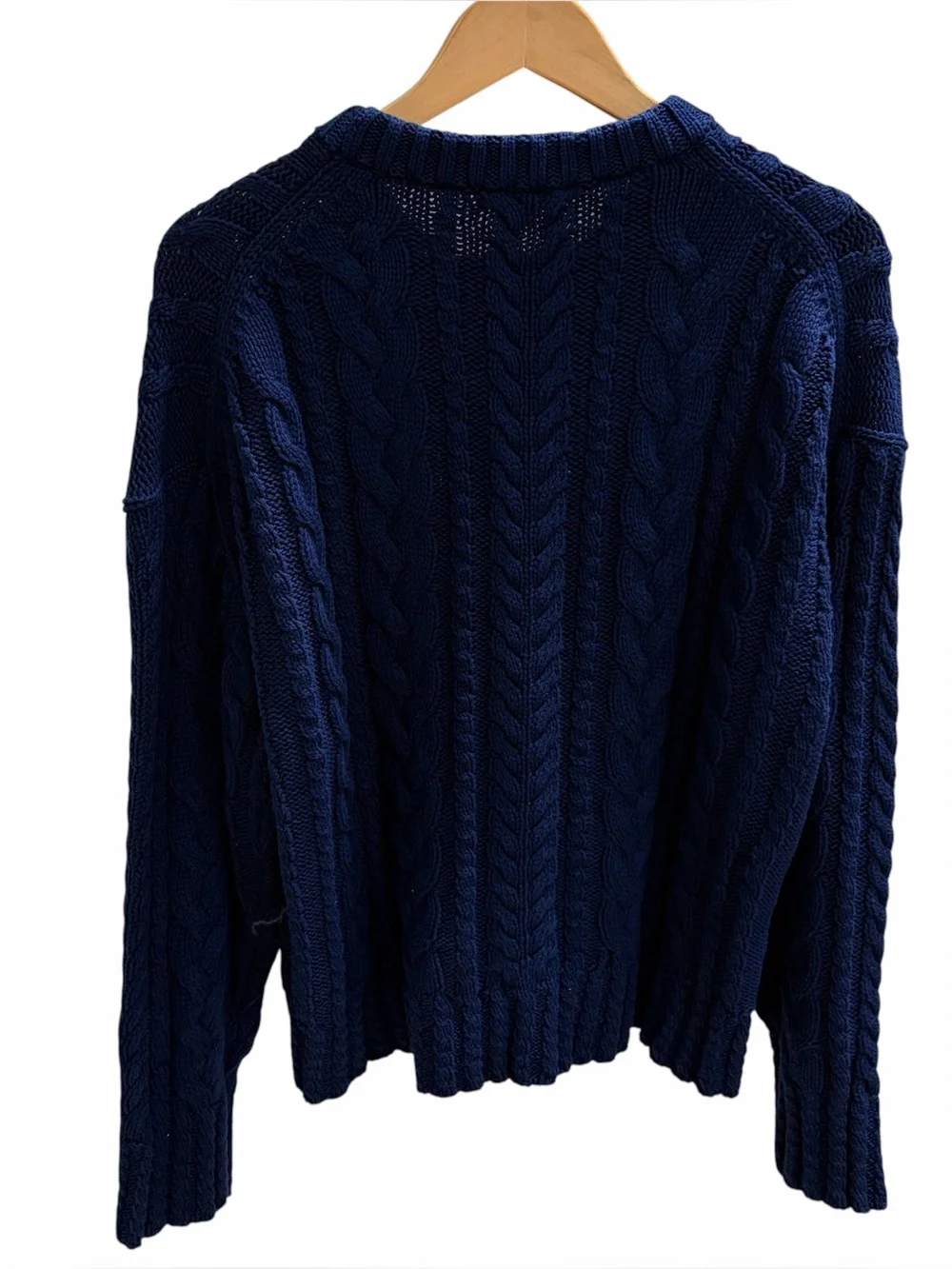 J. Crew Cable-Knit Cotton Sweater XL Navy NEW